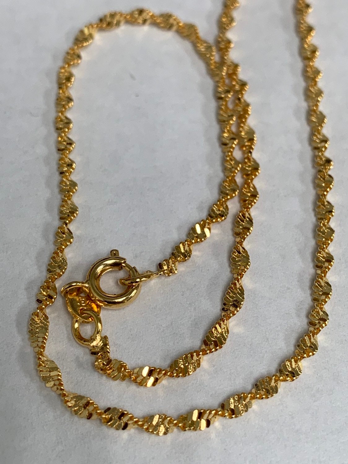 1pc 17.5'' Ready to Use 24k Gold Plated Singapore Necklace Chain, Layering Spiral Chain Dainty Necklace, Perfect for Pendant Necklace, 003