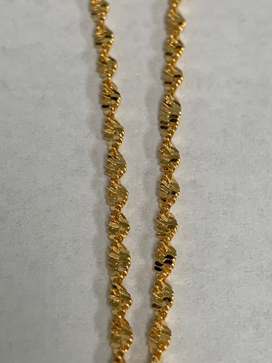 1pc 17.5'' Ready to Use 24k Gold Plated Singapore Necklace Chain, Layering Spiral Chain Dainty Necklace, Perfect for Pendant Necklace, 003