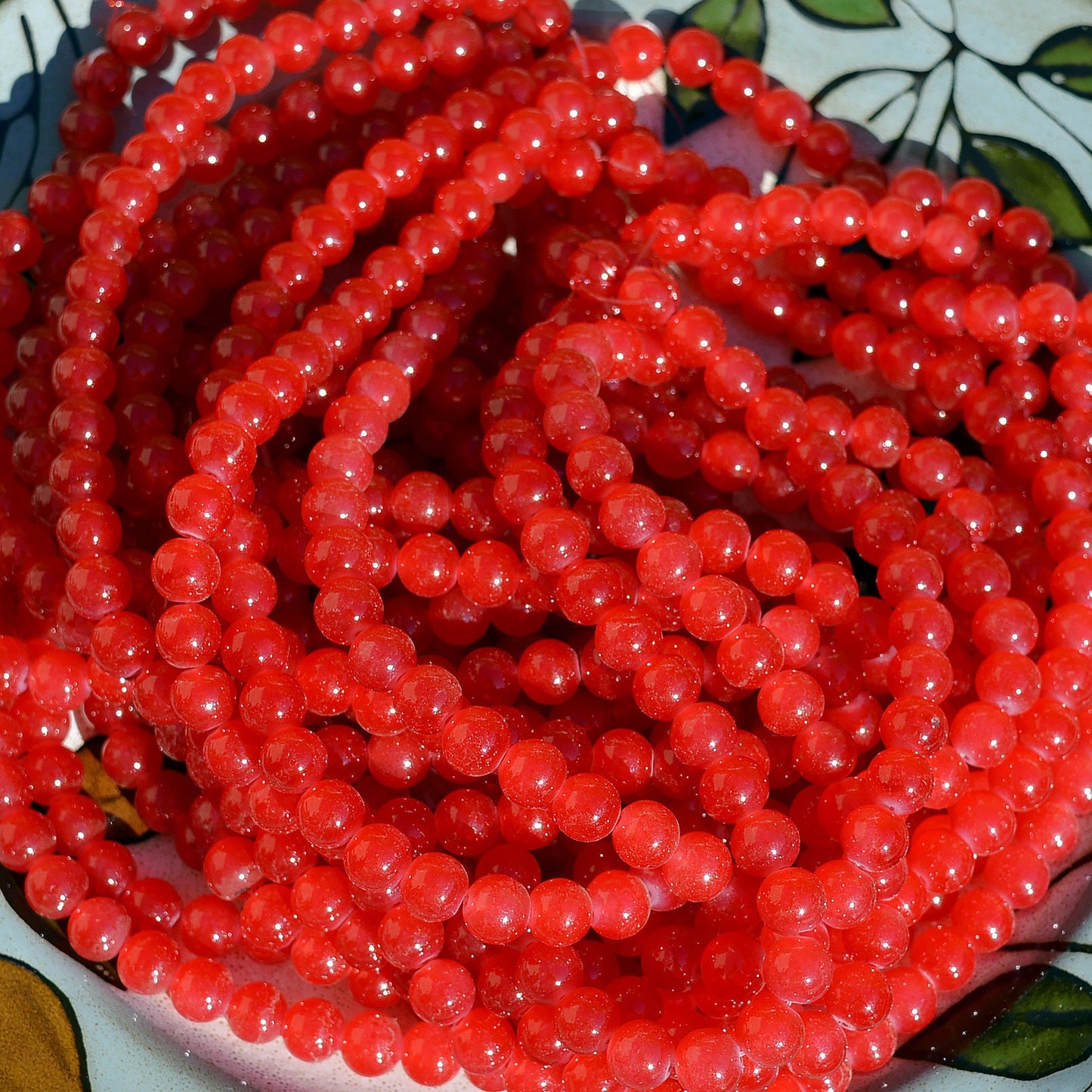 1 Strand 10.5mm Red Glass Beads, Round Glass Beads, Prayer Beads,Rosary Beads, Mala Beads,Spacer Beads for DIY Craft, 231