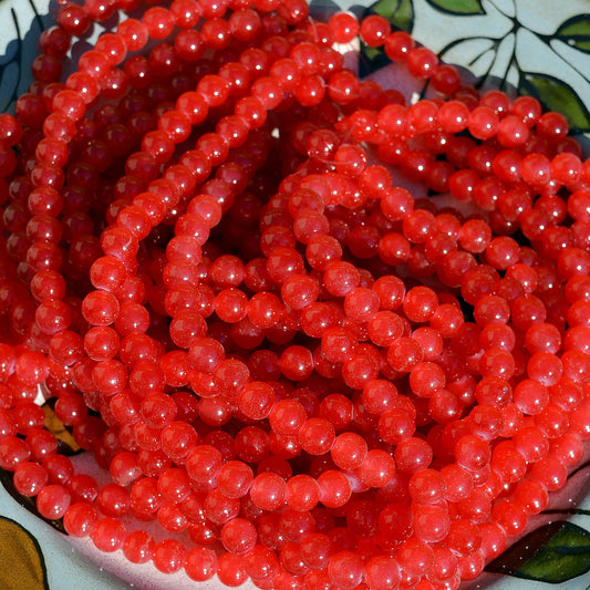 1 Strand 10.5mm Red Glass Beads, Round Glass Beads, Prayer Beads,Rosary Beads, Mala Beads,Spacer Beads for DIY Craft, 231