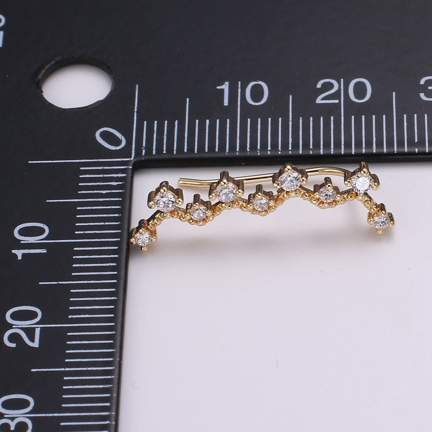 1 Pair Jewel Cubic Pave Gold Drop Earring Star Pave CZ Hook Closure Earring, Celestial Gold Micro Pave Earcuff, Earring Clips, P-009