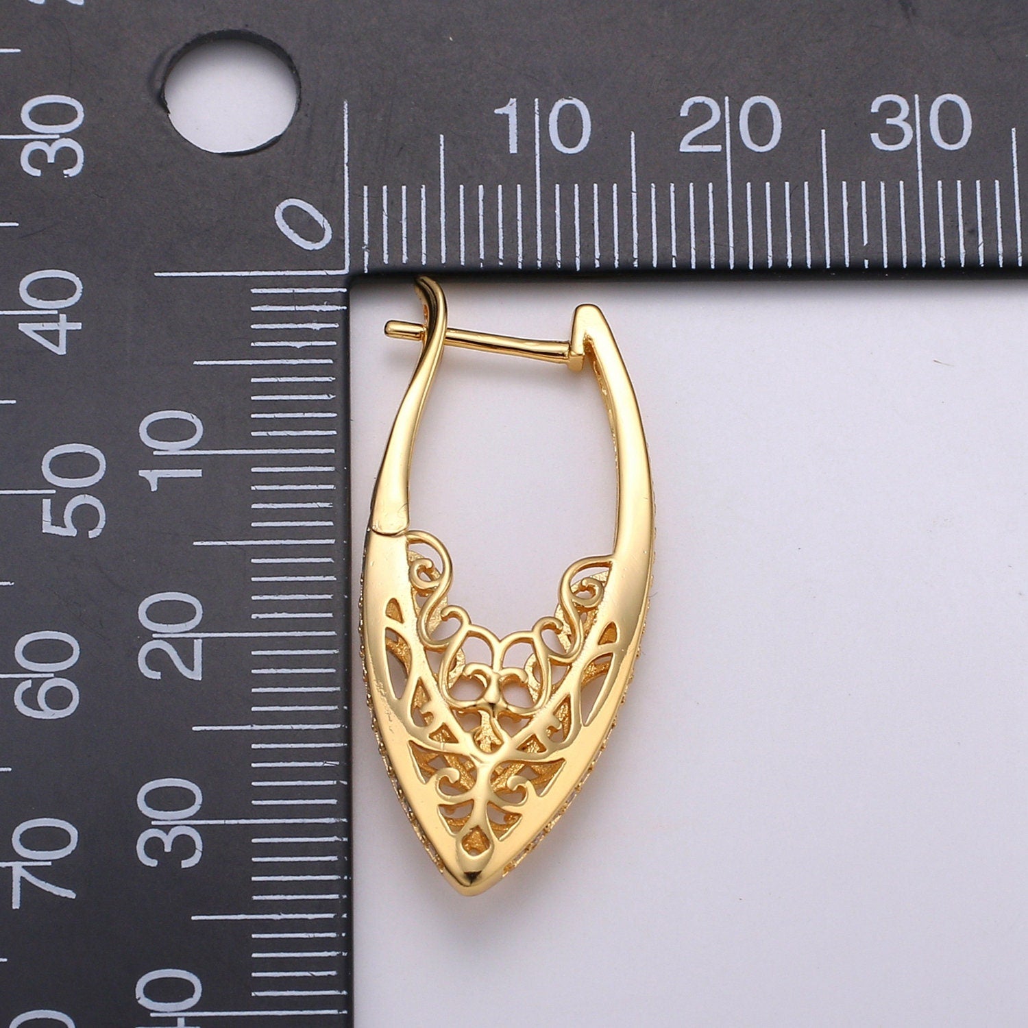 Filigree Classy Design 24K Gold Stud Earring, Gold filled CZ Pave Earring for DIY Earring Craft Supply Jewelry Making, EARR-1299