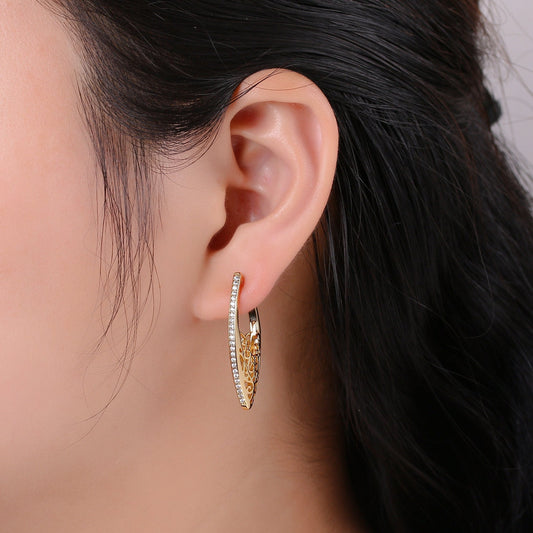 Filigree Classy Design 24K Gold Stud Earring, Gold filled CZ Pave Earring for DIY Earring Craft Supply Jewelry Making, EARR-1299