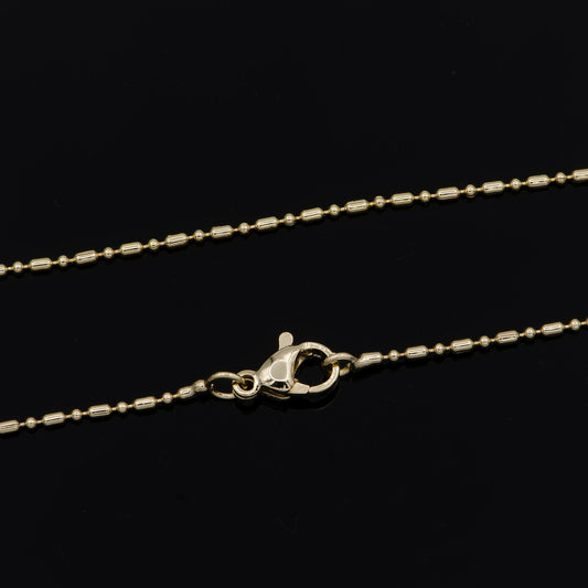 1pc 19.8'' Ready to Use 16K Rosy Gold Bead Necklace Chain, Layering Beaded Chain, Dainty Beaded Necklace, For Chain Necklace, 905