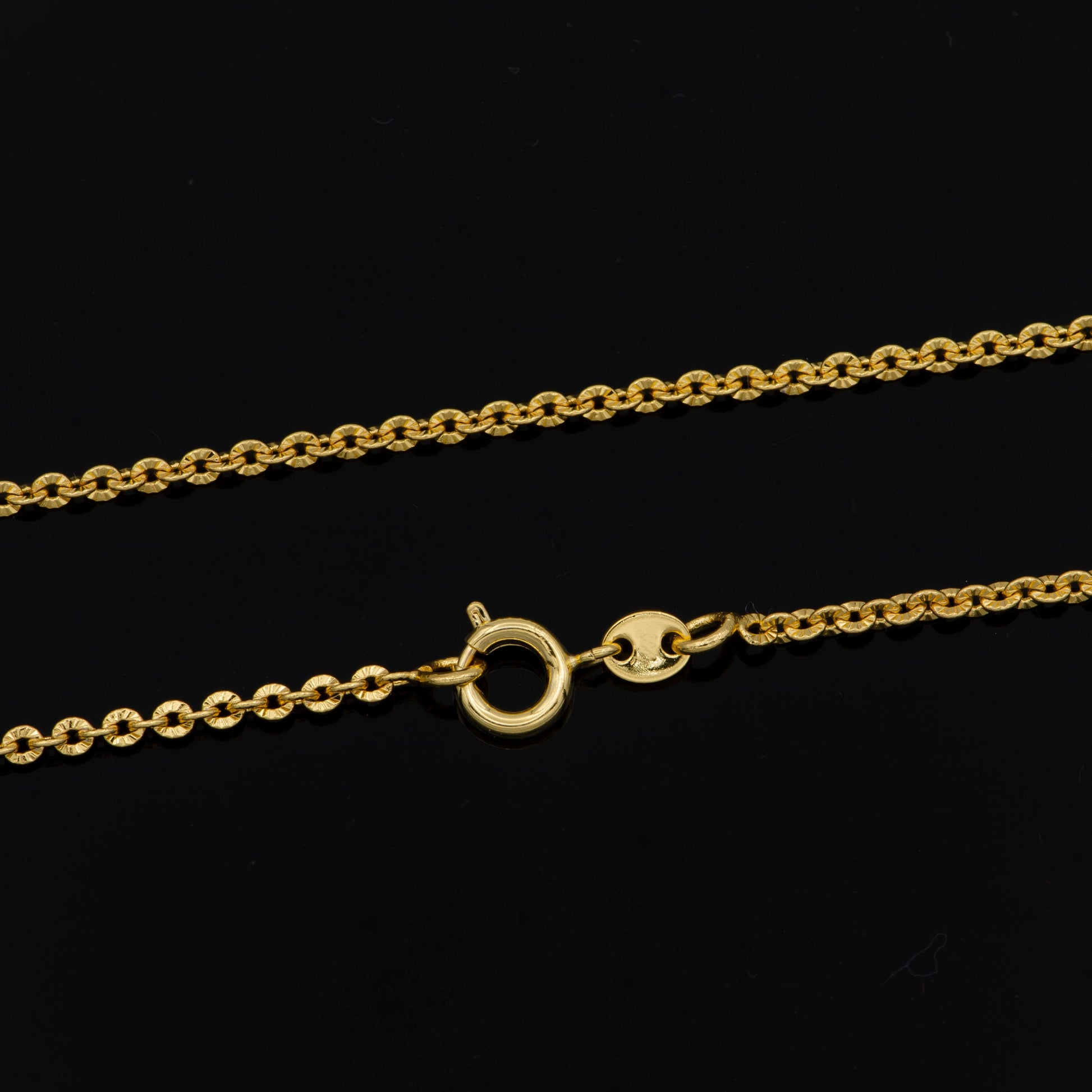 17.5'' Ready to Use 24K Sunburst Goldplated Rolo Necklace Chain,Layering Rolo Chain Unique Necklace, For Pendant Charm Necklace Making, 14