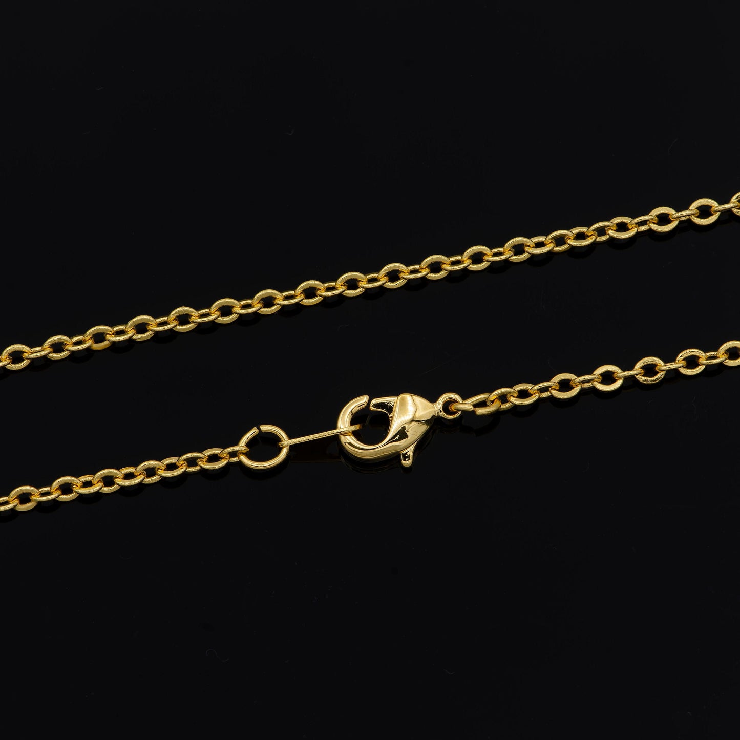 1pc 17.5'' Ready to Use 24K Gold Rolo Necklace Chain, Layering Rolo Chain Simple Necklace, For Pendant Charm Necklace Making, 925