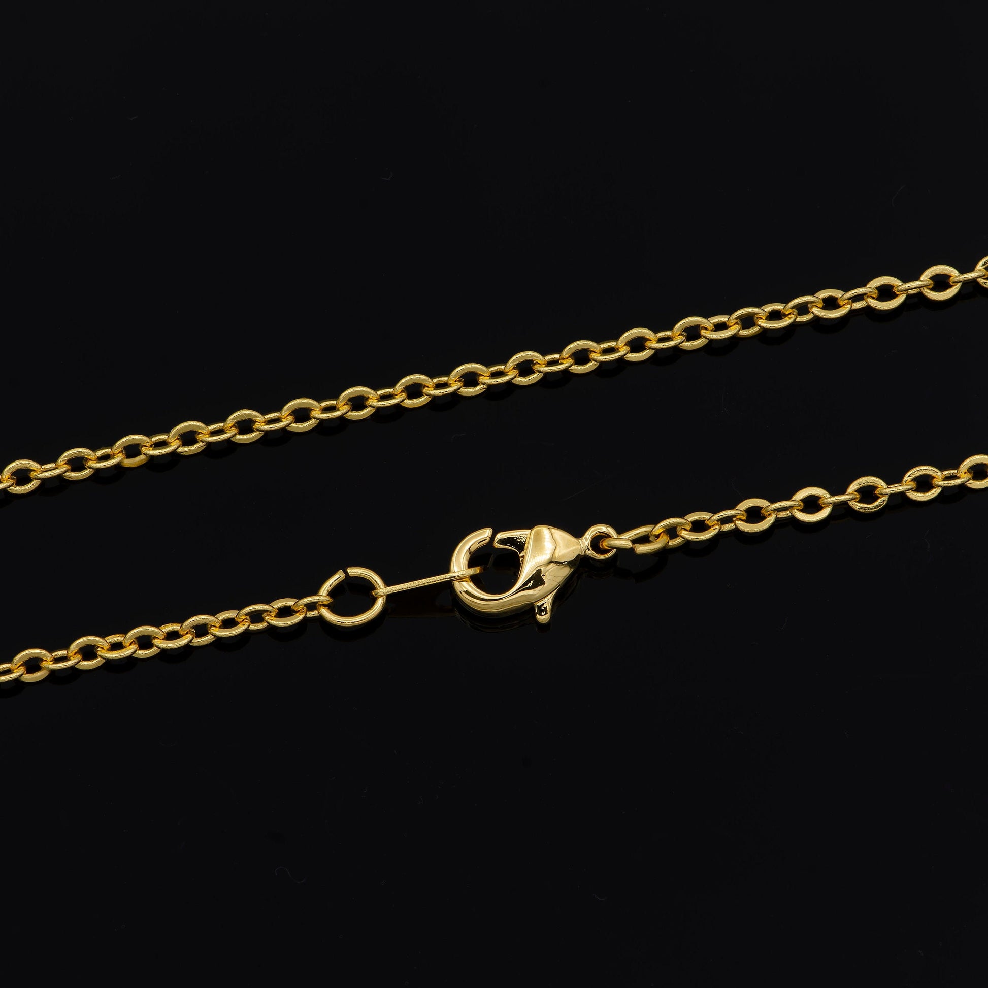 1pc 17.5'' Ready to Use 24K Gold Rolo Necklace Chain, Layering Rolo Chain Simple Necklace, For Pendant Charm Necklace Making, 925