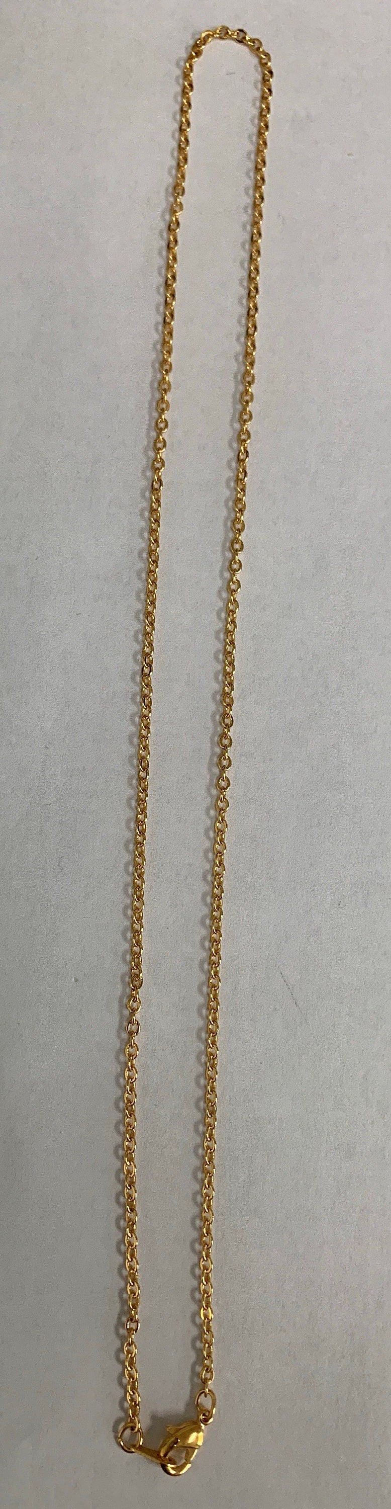 1pc 17.5'' Ready to Use 24K Gold Rolo Necklace Chain, Layering Rolo Chain Simple Necklace, For Pendant Charm Necklace Making, 925