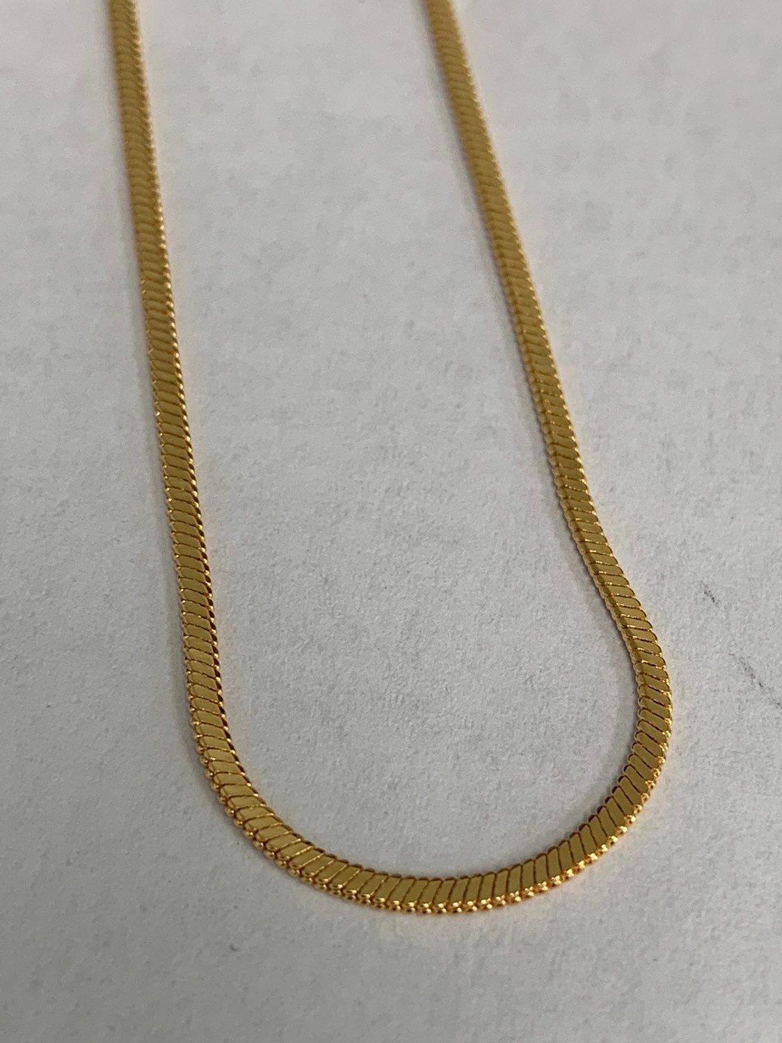 1pc 16'' Ready to Use 24K Gold Cocoon Necklace Chain,Layer Flat Snake Chain Dainty Necklace, For Pendant Charm Necklace Making, 945