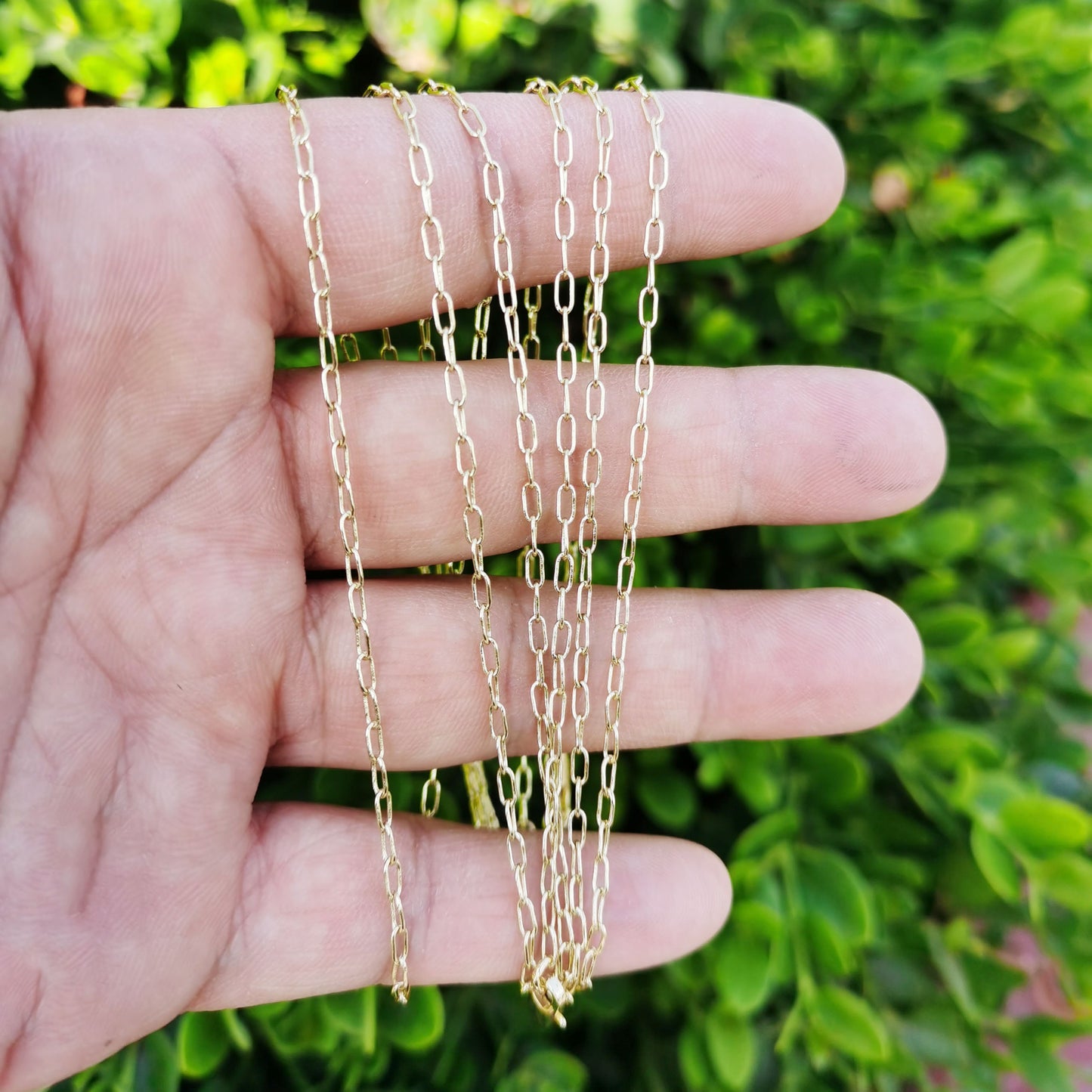 1pc 17.7'' Ready to Use 14K Gold Thin Rolo Necklace Chain, Small paperclip Chain Dainty Necklace, For Pendant Charm Necklace, 849