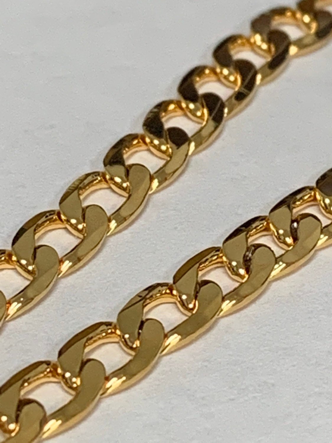 1pc 17.8'' Ready to Use 24K Gold Cuban Curb Necklace Chain, Layering Curb Chain Necklace, Lobster Clasp, Width is 4.2mm, 966