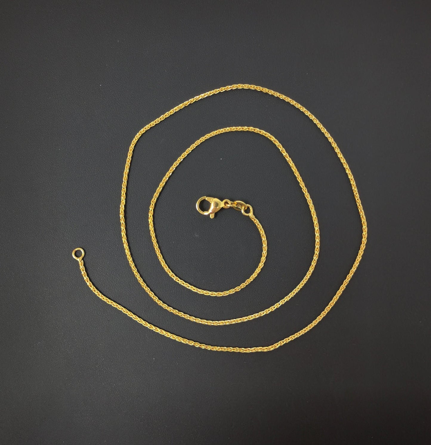 1pc 23.5'' Ready to Use 24K Gold Wheat Necklace Chain, Layer Fox Tail Chain Dainty Necklace, For Pendant Charm Necklace Making, 168