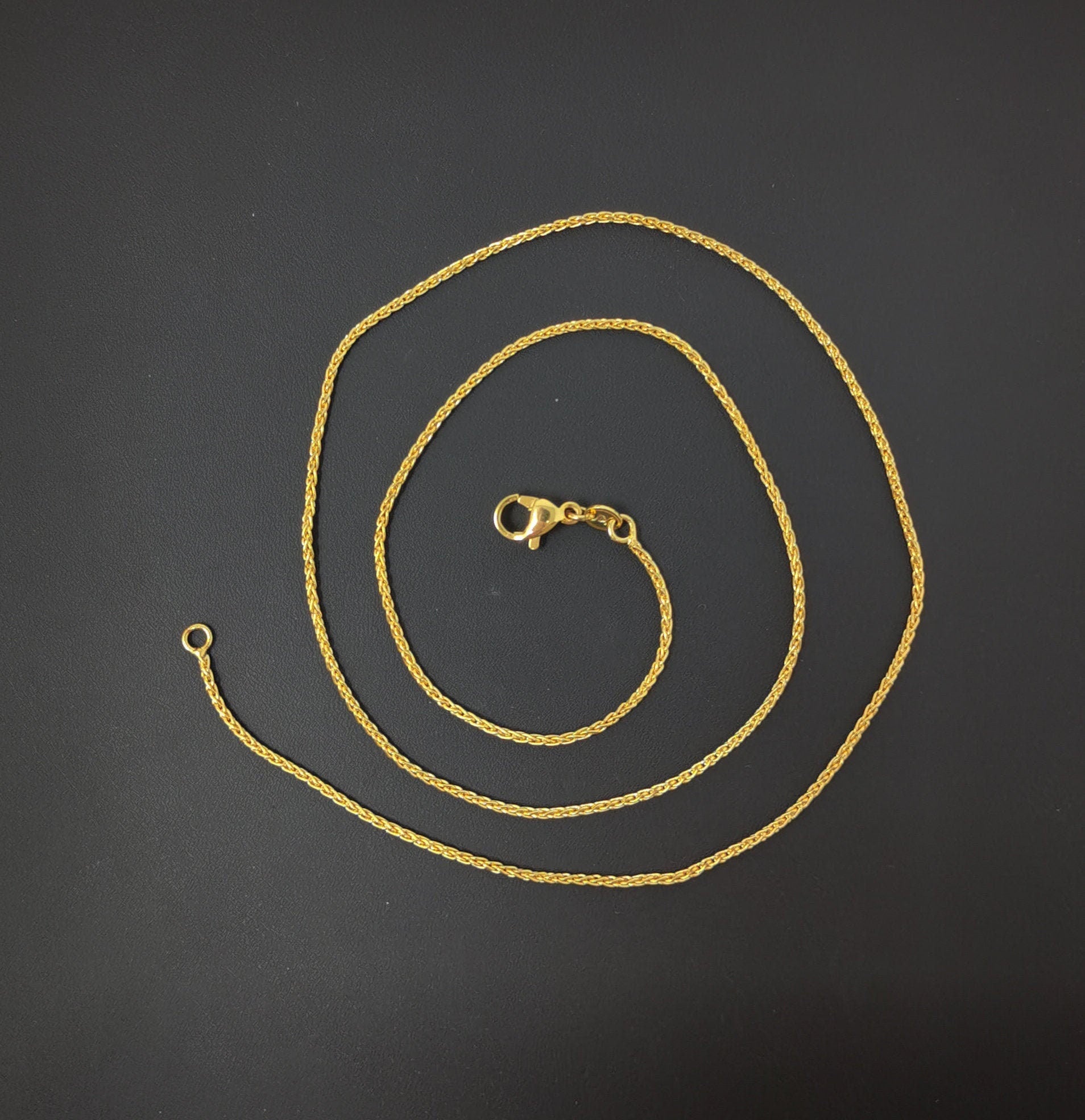 1pc 23.5'' Ready to Use 24K Gold Wheat Necklace Chain, Layer Fox Tail Chain Dainty Necklace, For Pendant Charm Necklace Making, 168