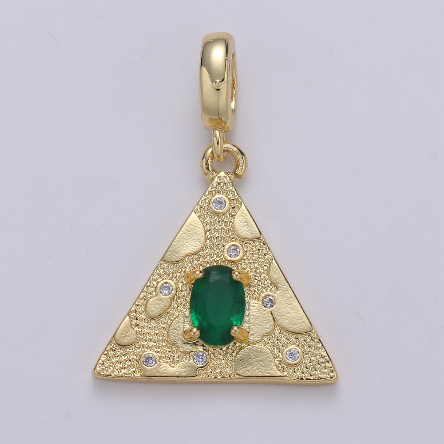 Emerald Cubic Zirconia Charms Pendants-Topo Garden CZ 24K Gold  Medieval Charm, Triangle Pendant Necklace Bracelet Supply.H-255,H-258