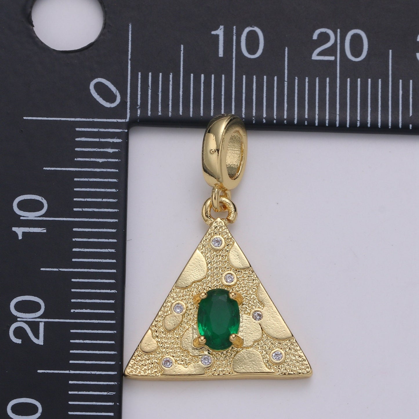 Emerald Cubic Zirconia Charms Pendants-Topo Garden CZ 24K Gold  Medieval Charm, Triangle Pendant Necklace Bracelet Supply.H-255,H-258