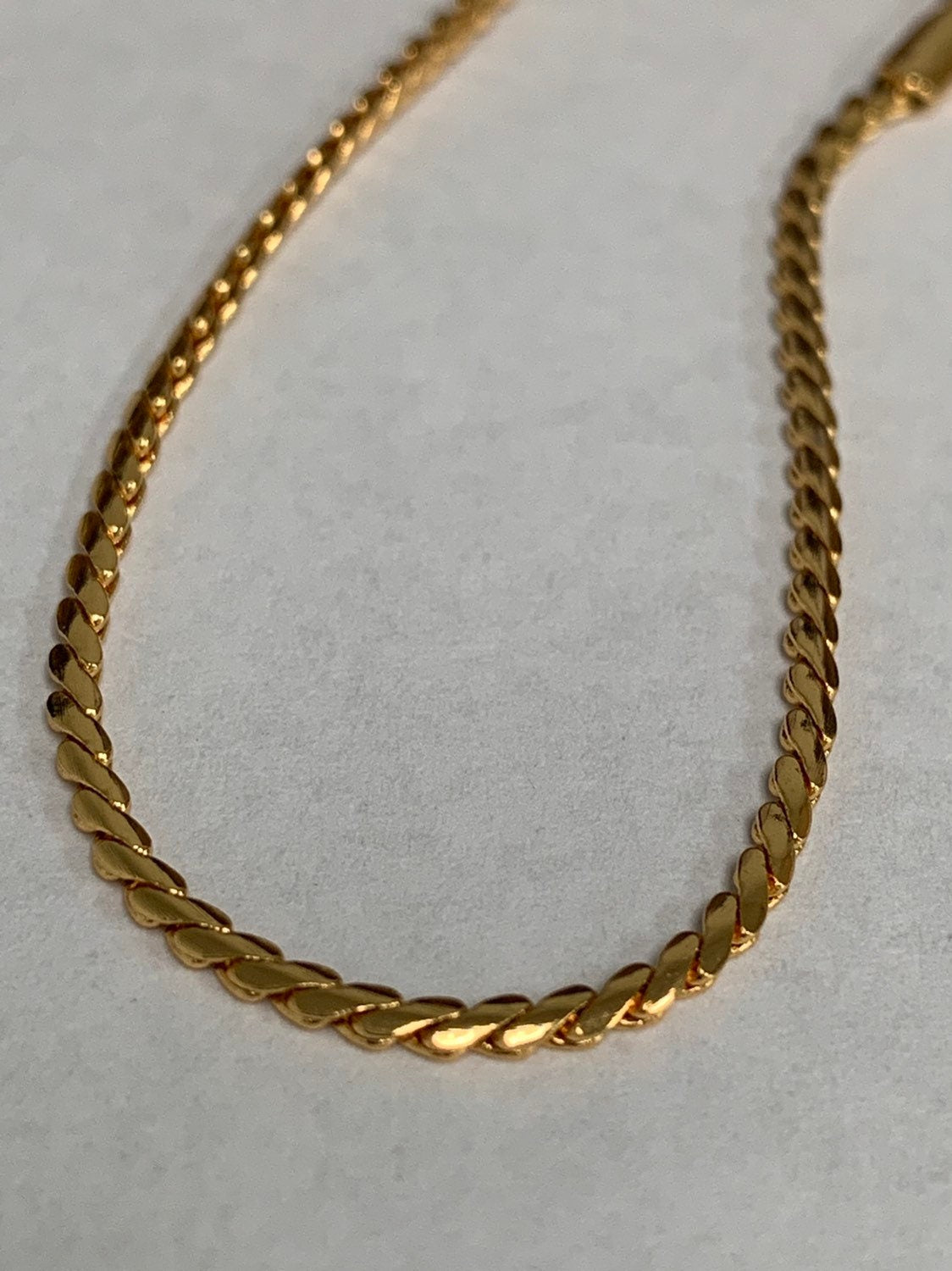 1pc 17.5'' Ready to Use 24K Gold Franco Wheat Necklace Chain, Layering Unique Chain Bold Necklace, Perfect for Pendant Charm Necklace, 986
