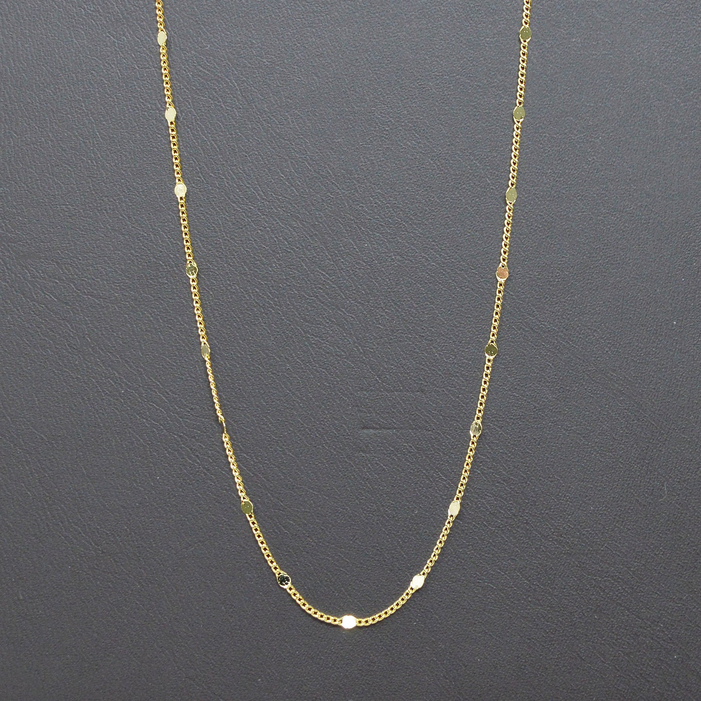 15.9' Ready to Use 24K Gold Plated Thin Rolo Circle plate sequence Chain, Layering Dainty Necklace, For Pendant Charm Necklace,1006