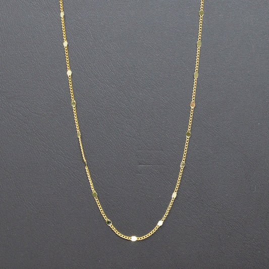 15.9' Ready to Use 24K Gold Plated Thin Rolo Circle plate sequence Chain, Layering Dainty Necklace, For Pendant Charm Necklace,1006