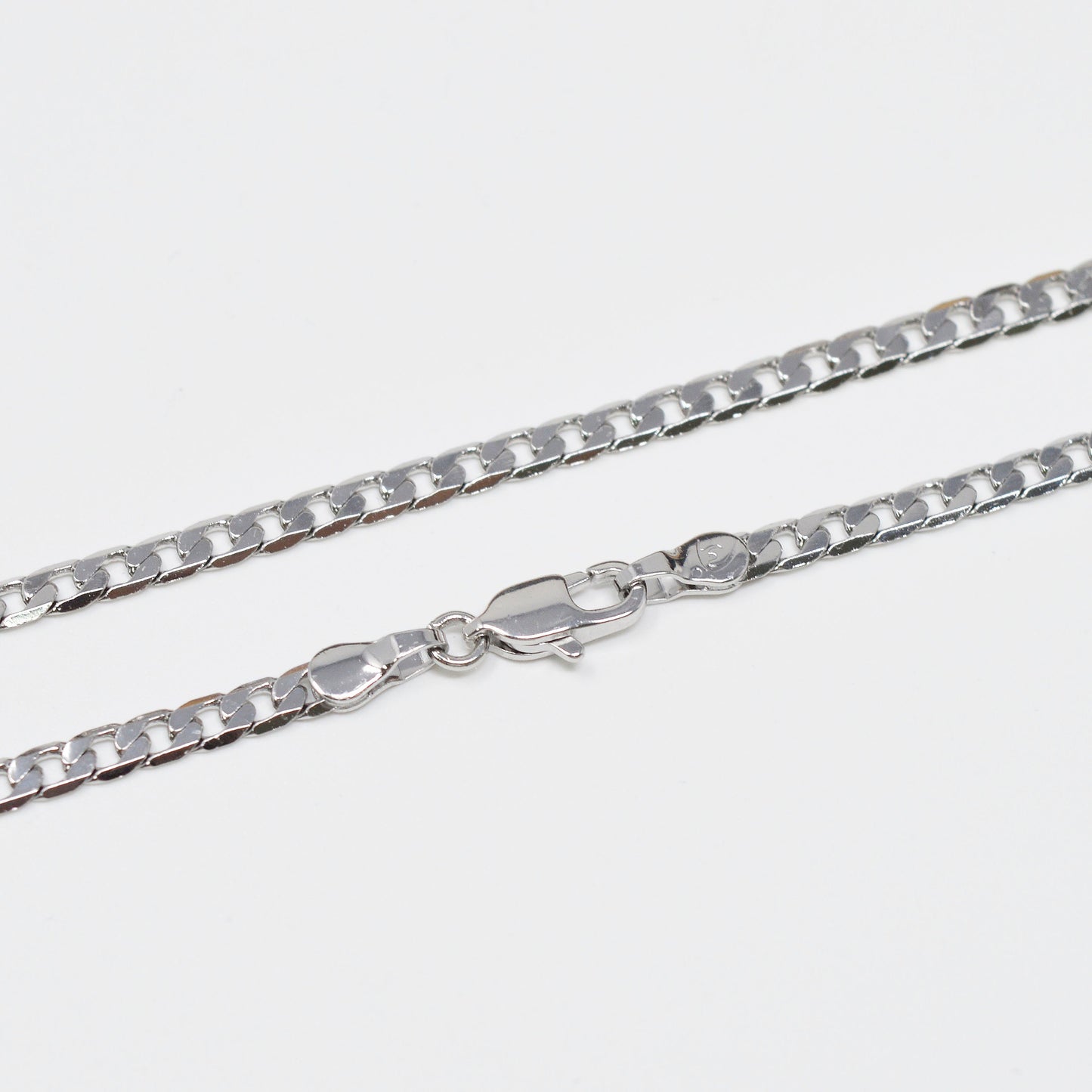 1pc 17.7'' Ready to Use White Gold Cuban Curb Necklace Chain, Layer Curb Chain Dainty Necklace, Pendant Charm Necklace, 1010