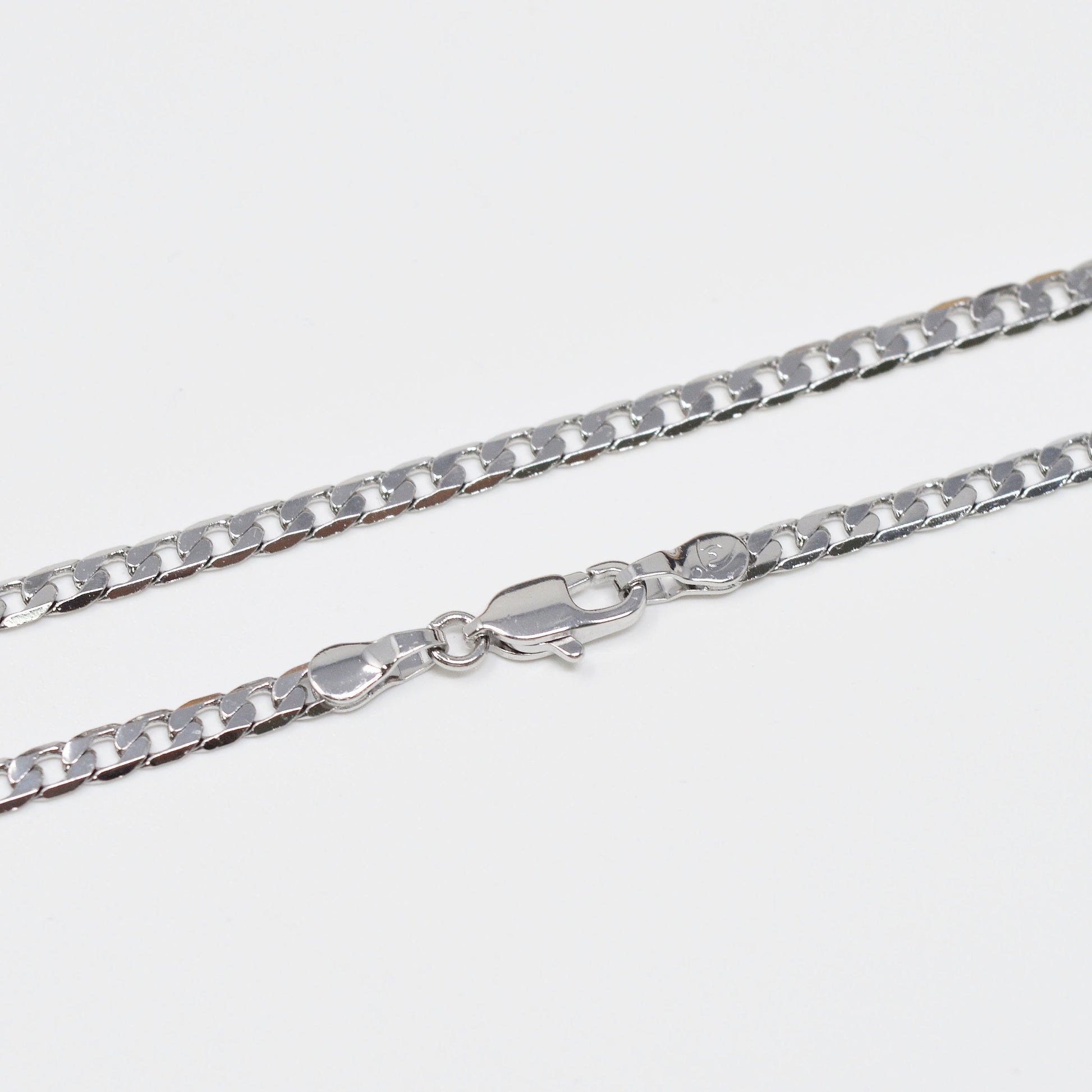 1pc 17.7'' Ready to Use White Gold Cuban Curb Necklace Chain, Layer Curb Chain Dainty Necklace, Pendant Charm Necklace, 1010