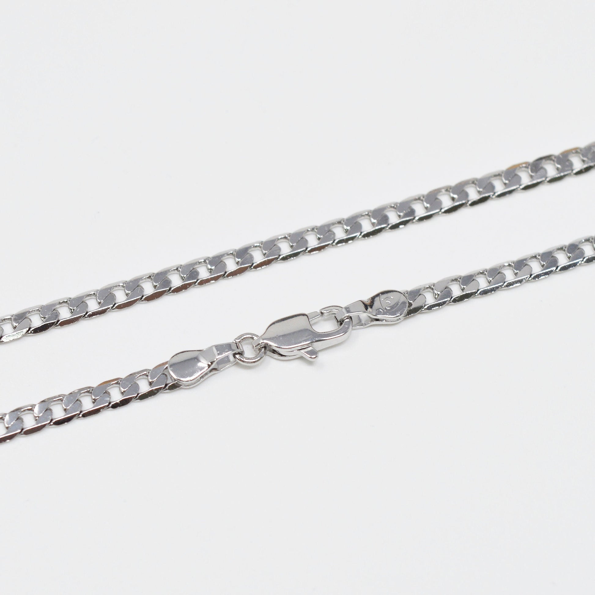 1pc 19.5'' Ready to Use White Gold Cuban Curb Necklace Chain, Layer Curb Chain Dainty Necklace, Pendant Charm Necklace, 1016