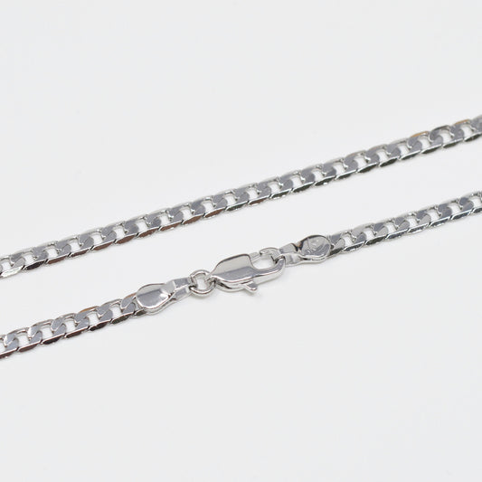 1pc 19.5'' Ready to Use White Gold Cuban Curb Necklace Chain, Layer Curb Chain Dainty Necklace, Pendant Charm Necklace, 1016