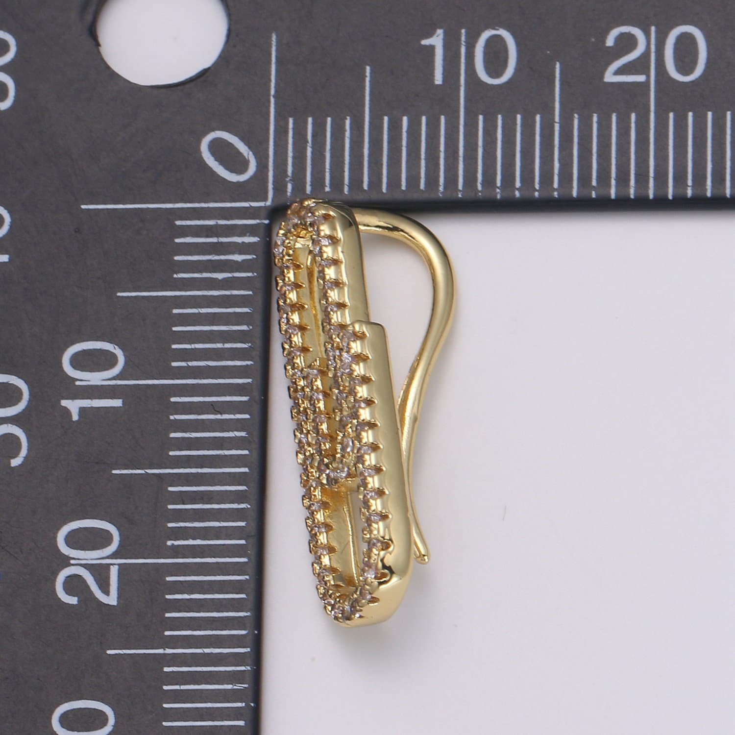 1 Pair Paper Clip Cubic Pave Gold Drop Earring Paper clip Pave CZ Fish Loop Earring, Gold Micro Pave Earcuff, Tie Clips, P-001