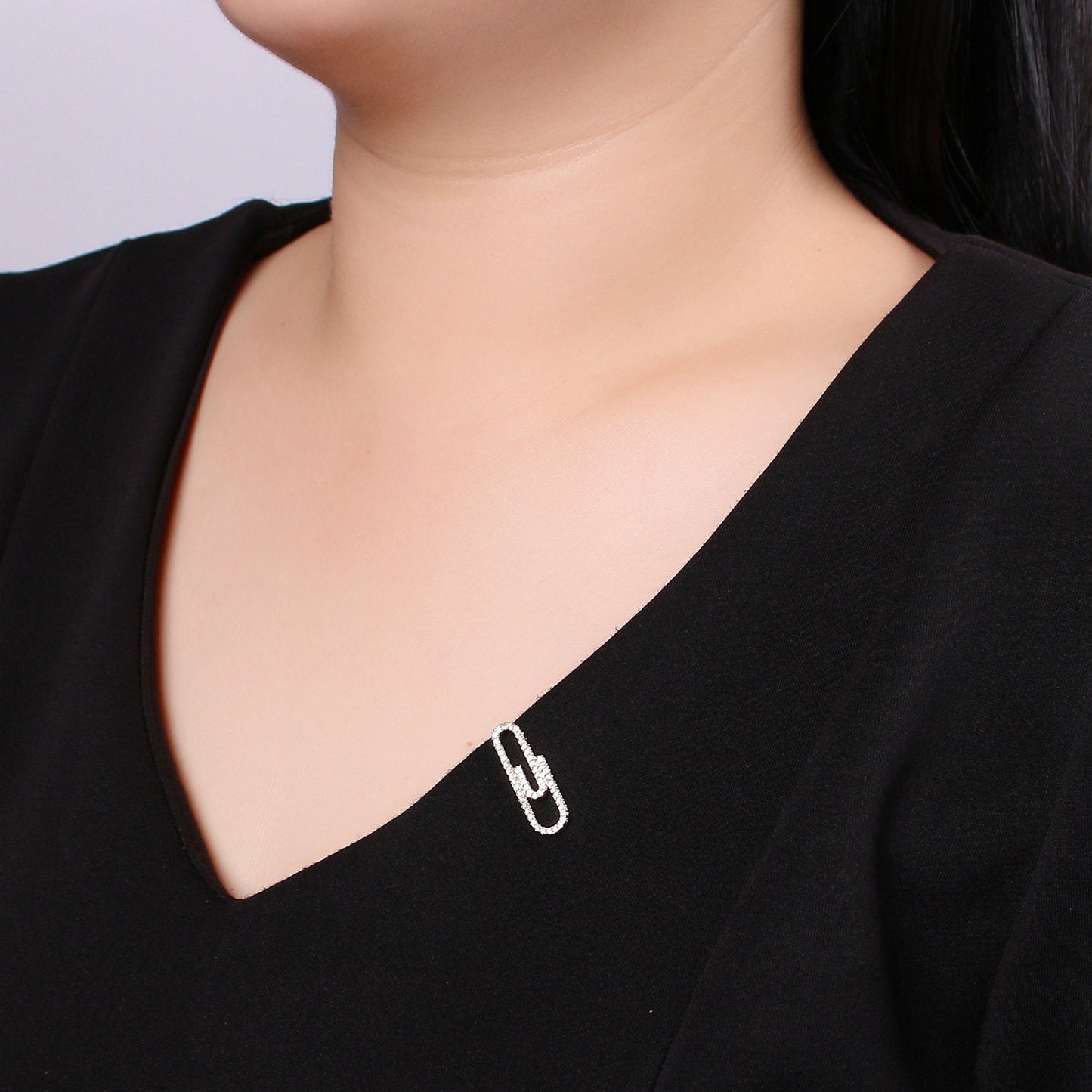 1 Pair Paper Clip Cubic Pave Gold Drop Earring Paper clip Pave CZ Fish Loop Earring, Gold Micro Pave Earcuff, Tie Clips, P-001