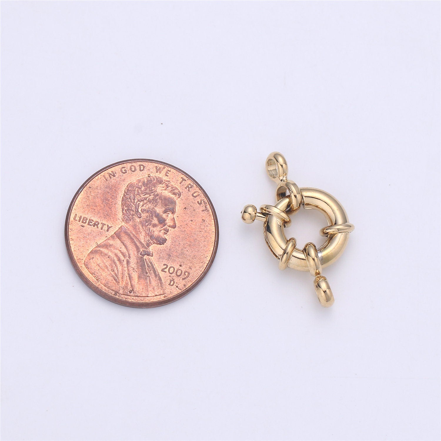 1x Gold Sailor Clasp, Large Spring Ring Include Loops 9, 10 mm, Necklace Bracelet Component supply for jewelry making
