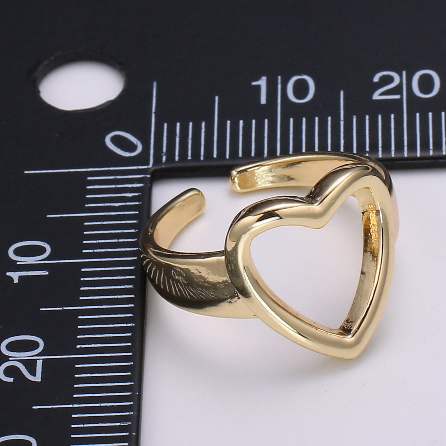 Love Gold Ring, Heart Adjustable Gold Curb Ring, Simple Ring, Love Ring,R-453