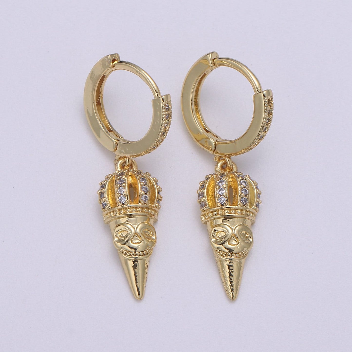14k Gold spike earring, Spike hoop earrings, Pendulum huggie, Gift for her, Tiny hoop earrings, bridesmaid gift, Dangle earrings