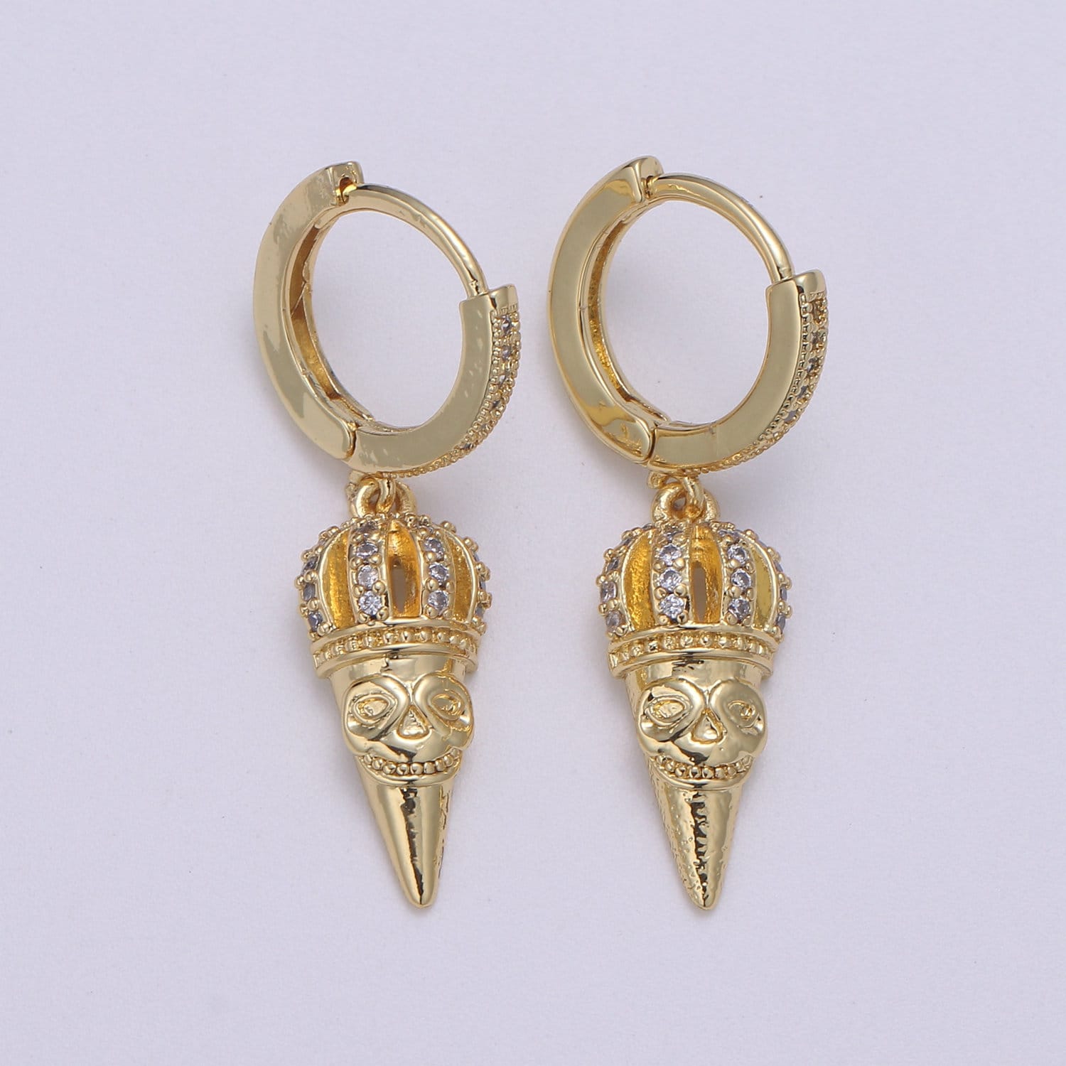 14k Gold spike earring, Spike hoop earrings, Pendulum huggie, Gift for her, Tiny hoop earrings, bridesmaid gift, Dangle earrings