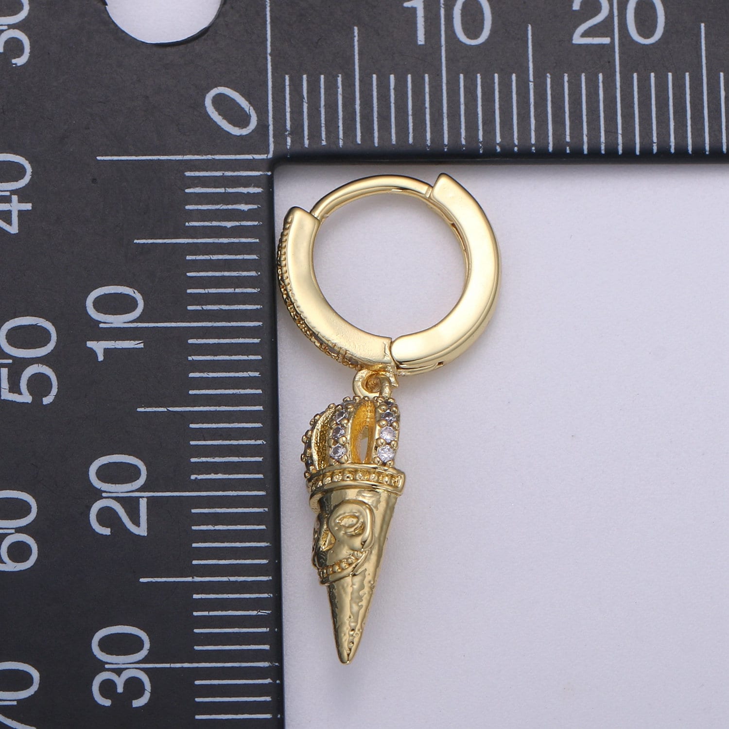 14k Gold spike earring, Spike hoop earrings, Pendulum huggie, Gift for her, Tiny hoop earrings, bridesmaid gift, Dangle earrings