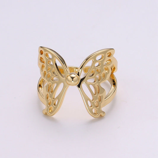 Dainty Butterfly Ring, Adjustable Gold Ring, Simple Mariposa Ring, Animal Lover Ring for Minimalist jewelry Everday Wear- R500