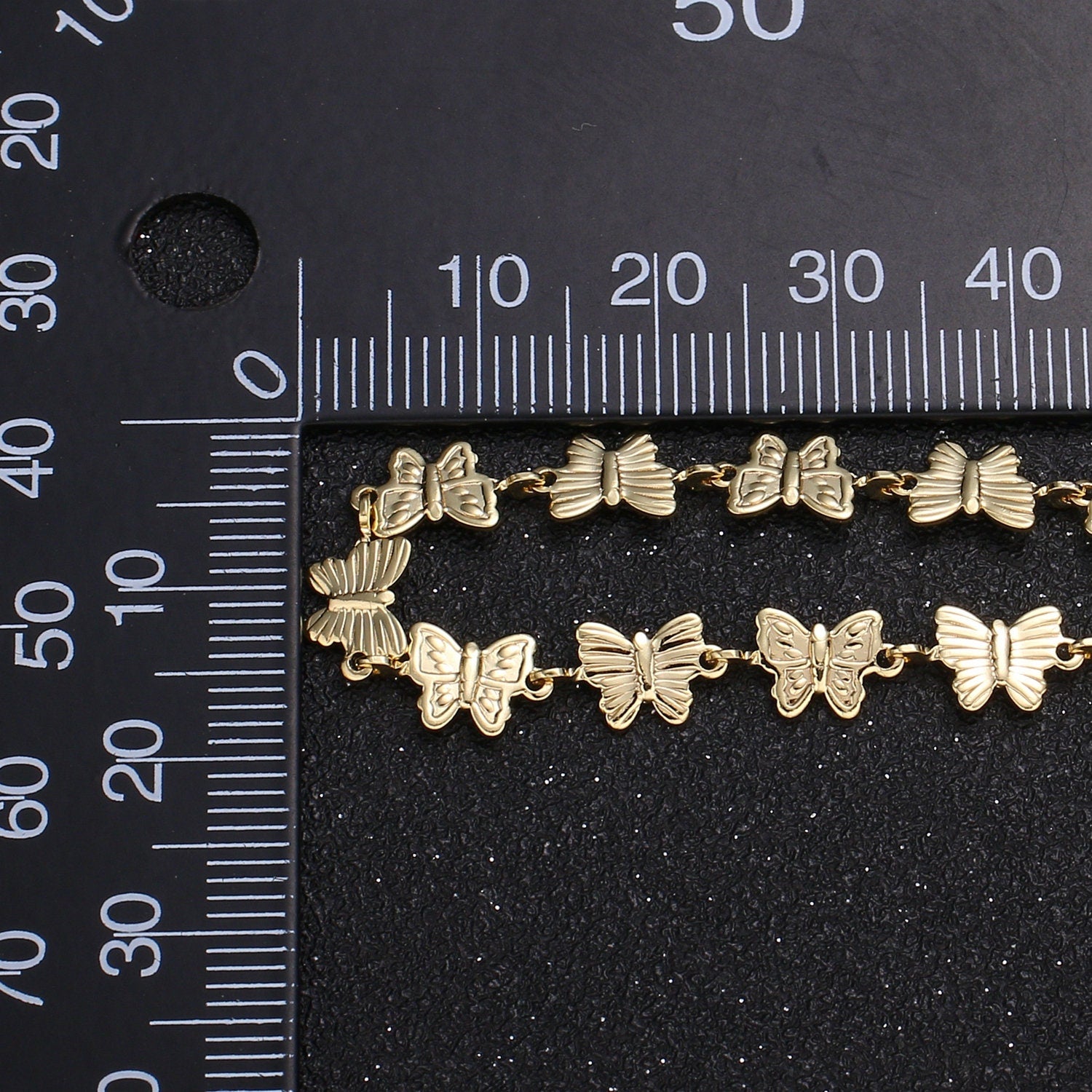 Butterfly Charm 14K Gold Chain by Yard, Fancy Charm Chain, Wholesale bulk Roll Chain for Jewelry Making, Thickness 0.6mm, Roll- 458