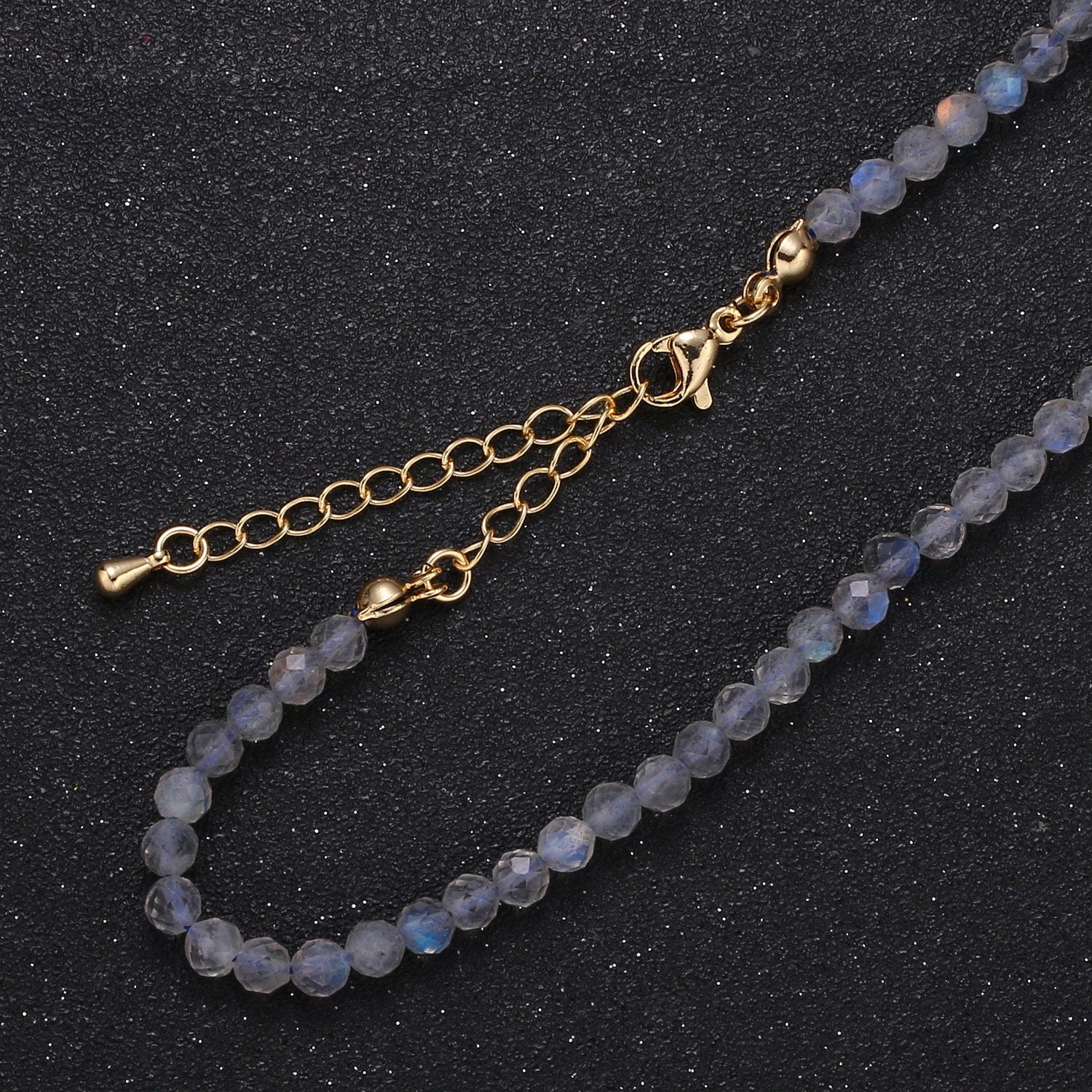Gorgeous MoonStone Tiny Bead Necklace, Gold Necklace, Necklaces for Women, Precious Stone Bead Necklace. Beaded Necklace, Gemstone, WA016