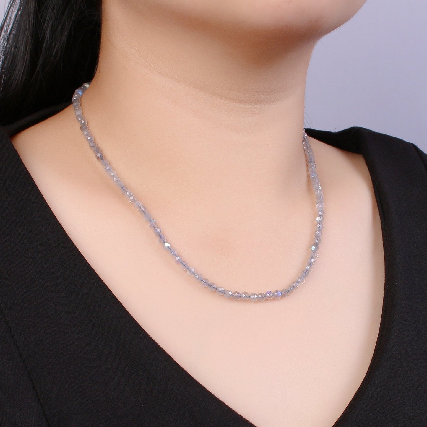 Gorgeous MoonStone Tiny Bead Necklace, Gold Necklace, Necklaces for Women, Precious Stone Bead Necklace. Beaded Necklace, Gemstone, WA016