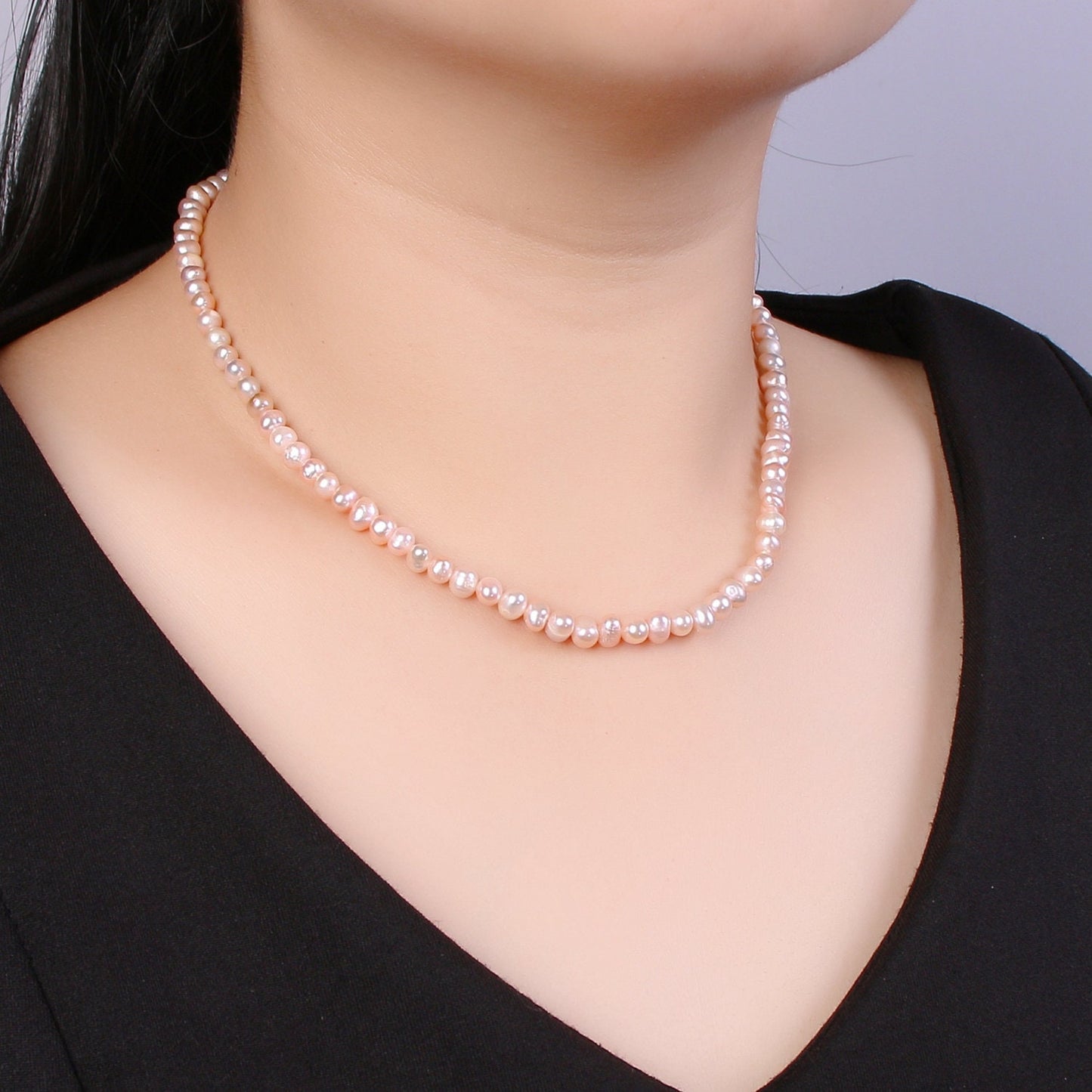 Tiny Pink Freshwater Seed Necklace, Layering Necklace, Pearl Beaded Necklace, Minimalist Necklace, Bridesmaid Gift, Wedding Jewellery