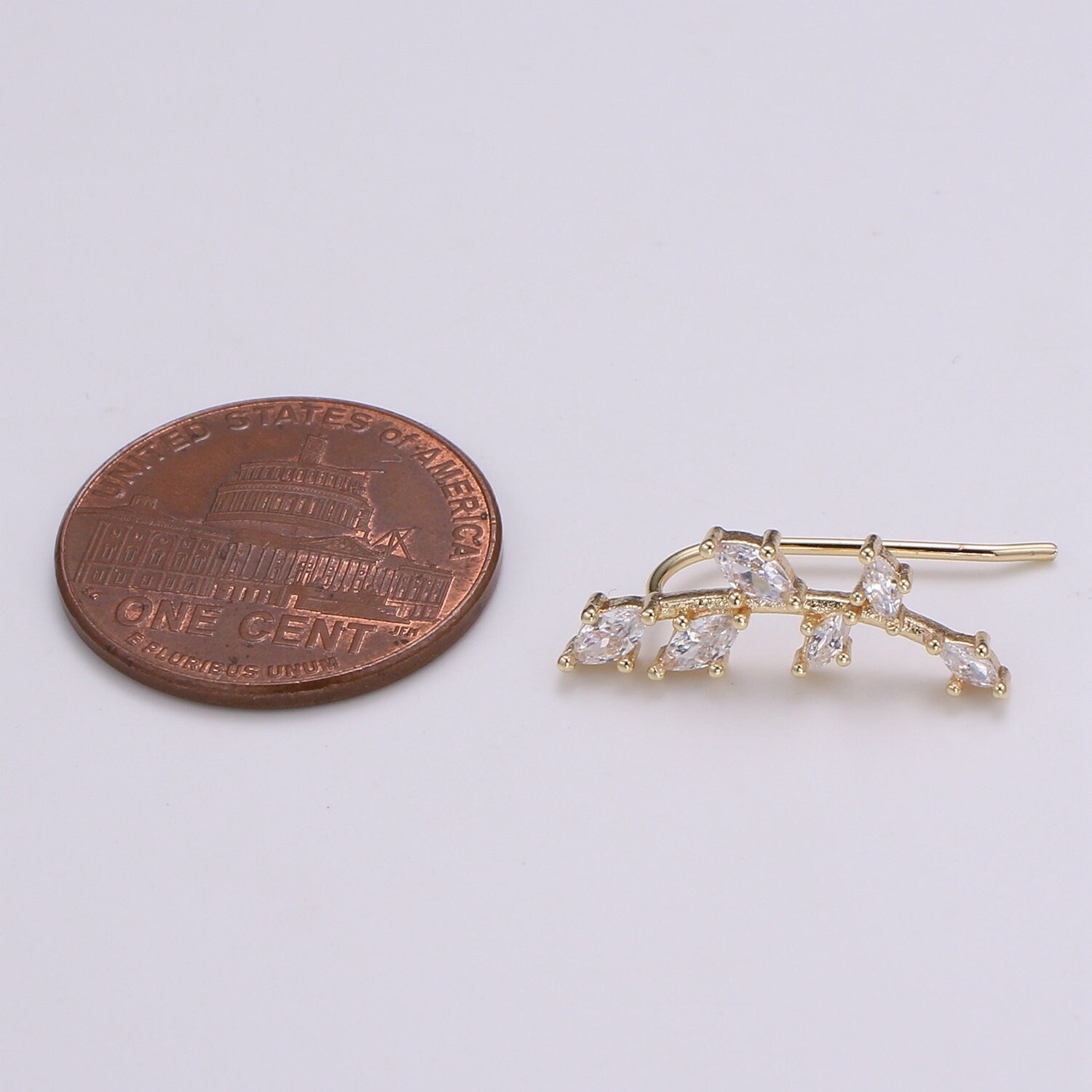 1 Pair Wheat Fruit Cubic Pave Gold Drop Earring Bran Pave CZ Hook Closure Earring, Gold Micro Pave Earcuff, Earring Clips, P-010