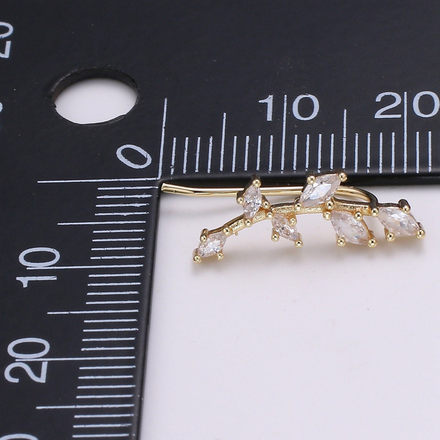 1 Pair Wheat Fruit Cubic Pave Gold Drop Earring Bran Pave CZ Hook Closure Earring, Gold Micro Pave Earcuff, Earring Clips, P-010