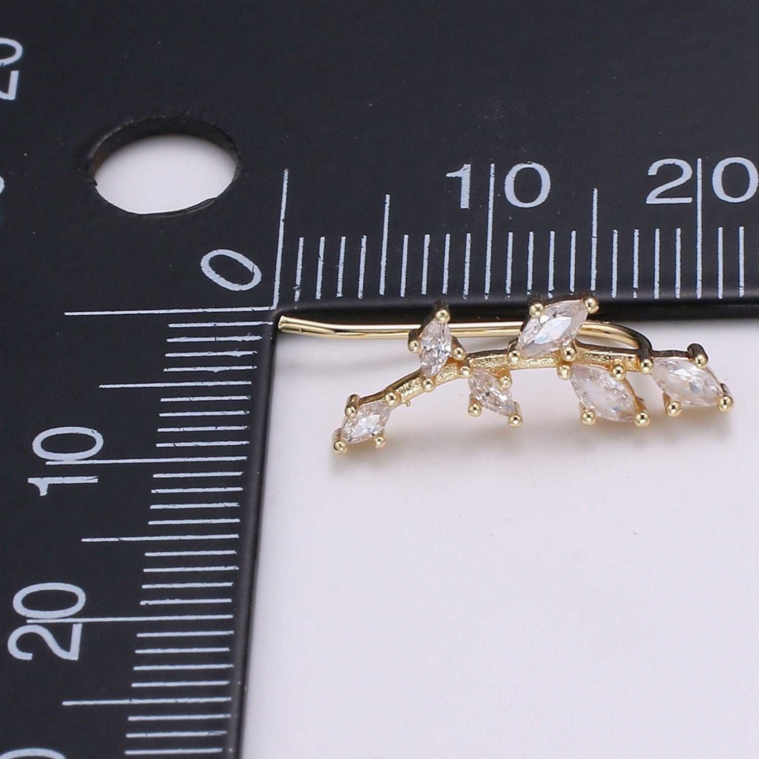 1 Pair Wheat Fruit Cubic Pave Gold Drop Earring Bran Pave CZ Hook Closure Earring, Gold Micro Pave Earcuff, Earring Clips, P-010
