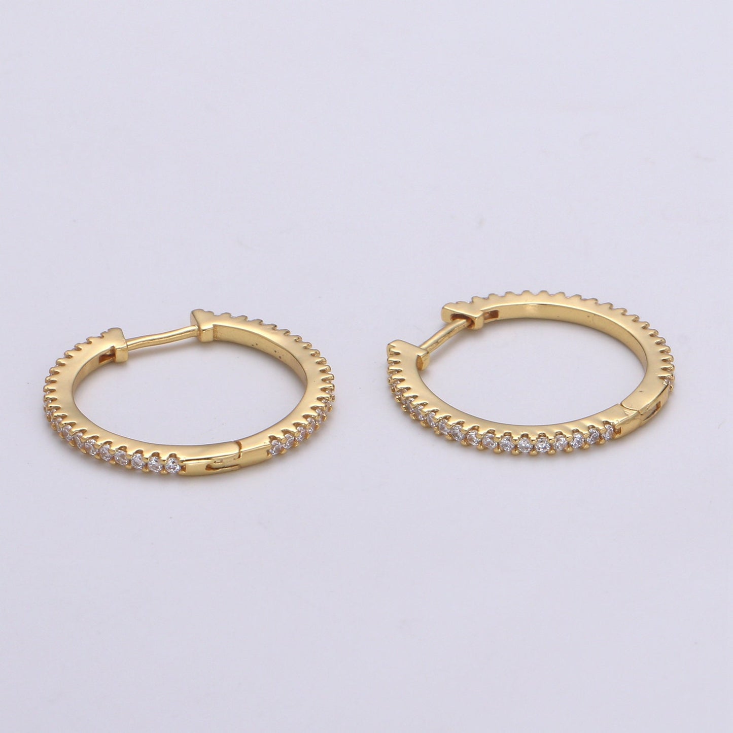 Dainty Mini Ear Huggies - 14k Gold CZ Earring | Small Hoops Huggies | Minimalist Jewelry| Cartilage Hoops | Helix Hoops, earring-1200