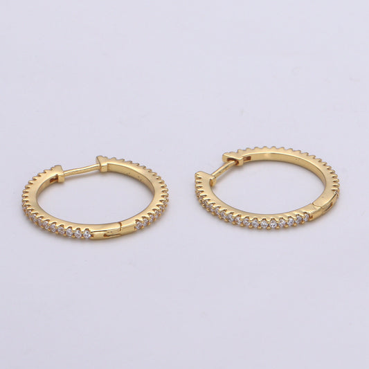 Dainty Mini Ear Huggies - 14k Gold CZ Earring | Small Hoops Huggies | Minimalist Jewelry| Cartilage Hoops | Helix Hoops, earring-1200