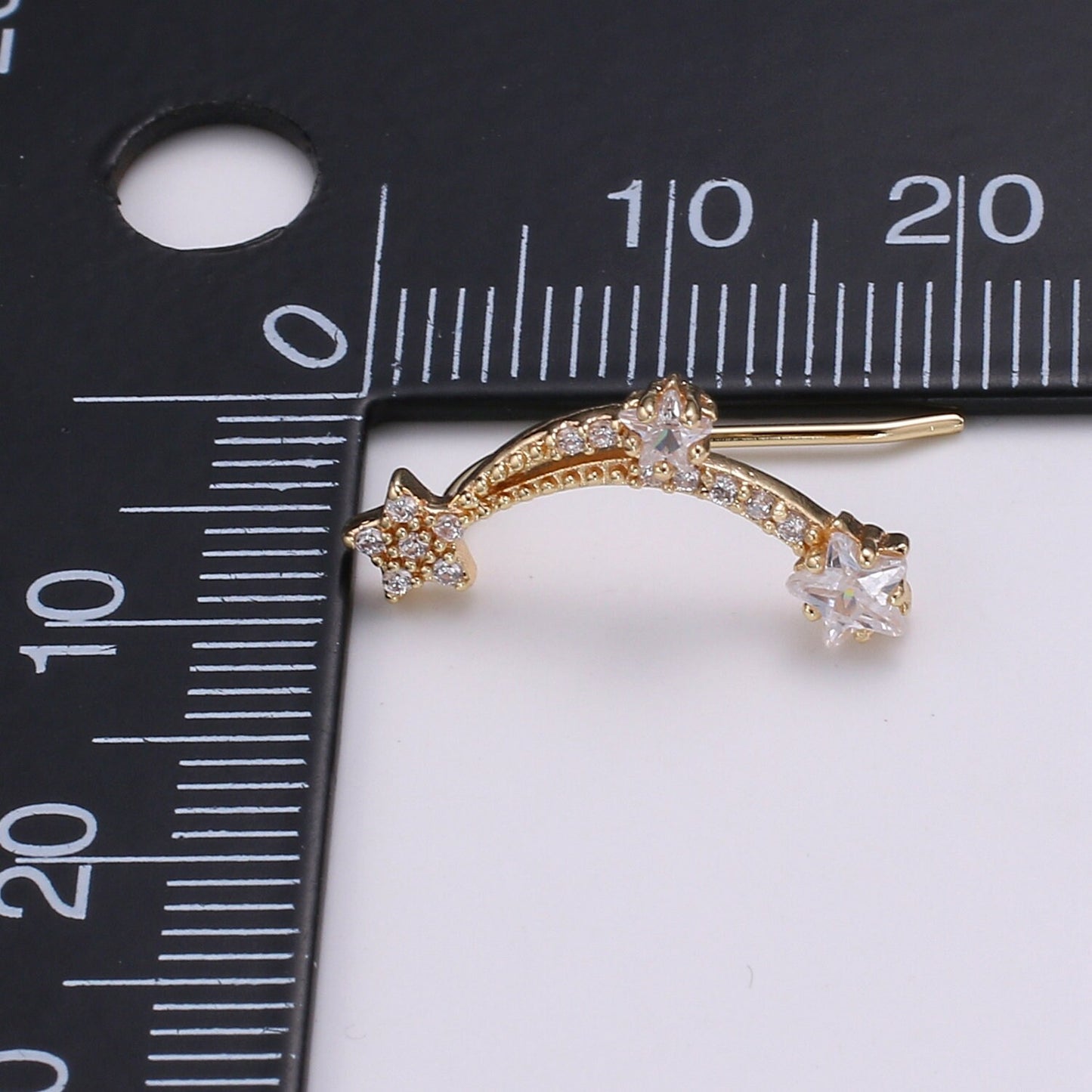 1 Pair Milkyway Cubic Pave Gold Drop Earring Star Pave CZ Hook Closure Earring, Celestial Gold Micro Pave Earcuff, Earring Clips, P-008