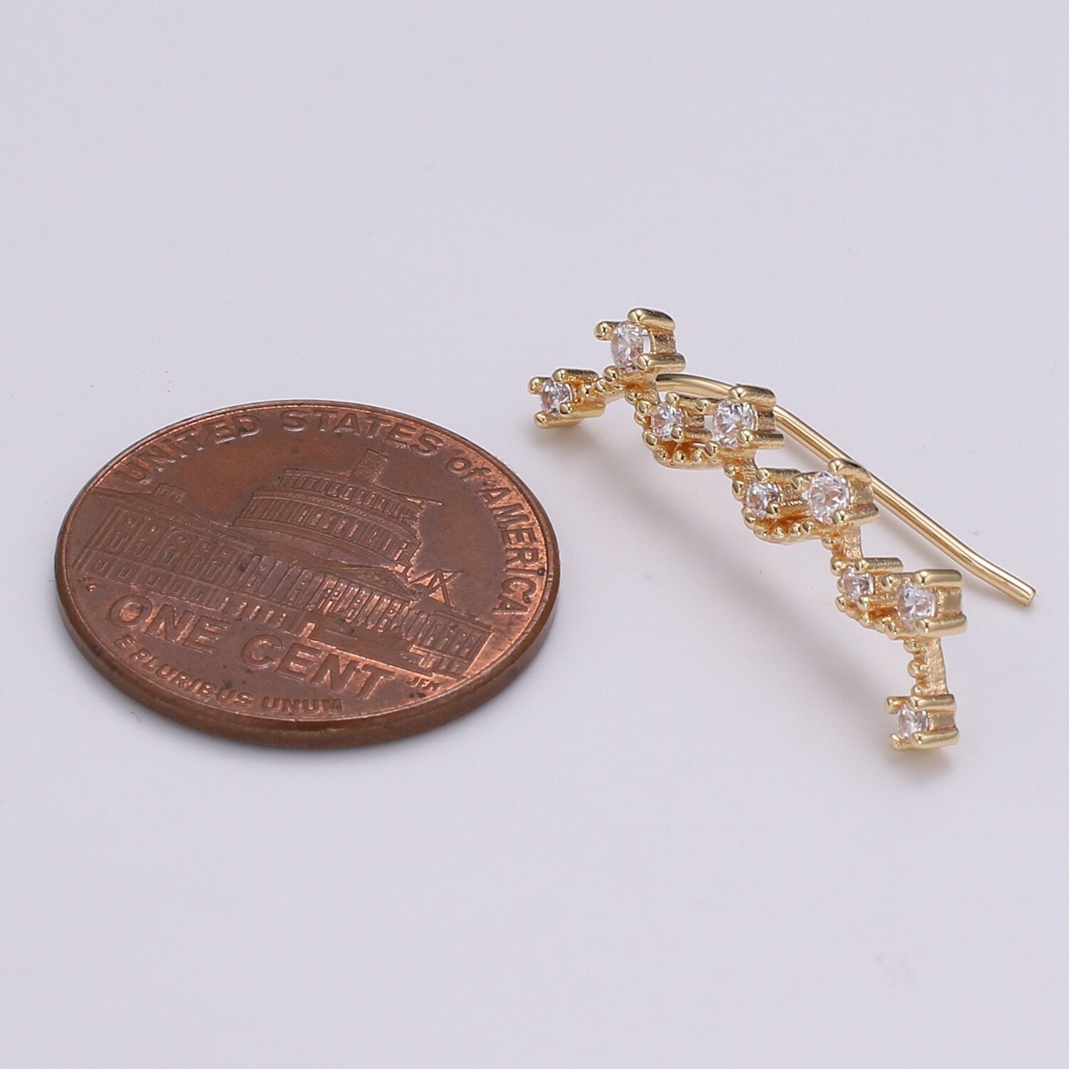1 Pair Jewel Cubic Pave Gold Drop Earring Star Pave CZ Hook Closure Earring, Celestial Gold Micro Pave Earcuff, Earring Clips, P-009