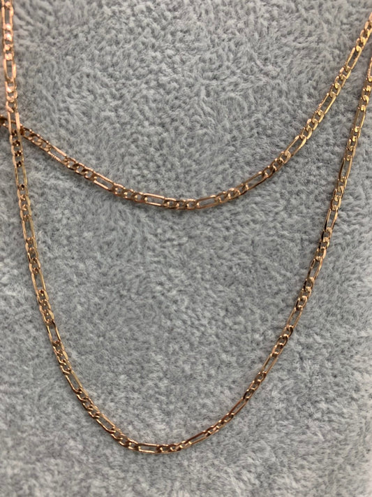 1pc 23.5'' 18K Ready to Use Gold Figaro Necklace Chain,Layering Figaro Chain Dainty Necklace,Perfect for Pendant CharmNecklace CH-388