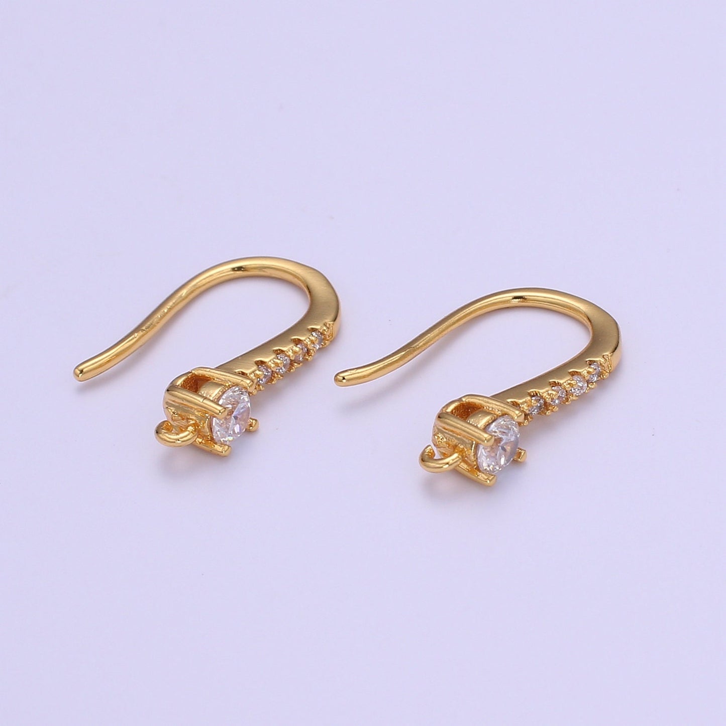 1 pair Gold Fish Hook Earrings Ear Wires French Hooks 15.5x9.5mm size 1 pair Open loop Micro Pave Cz Hook Earring Supply,L-235,L-236 L-237