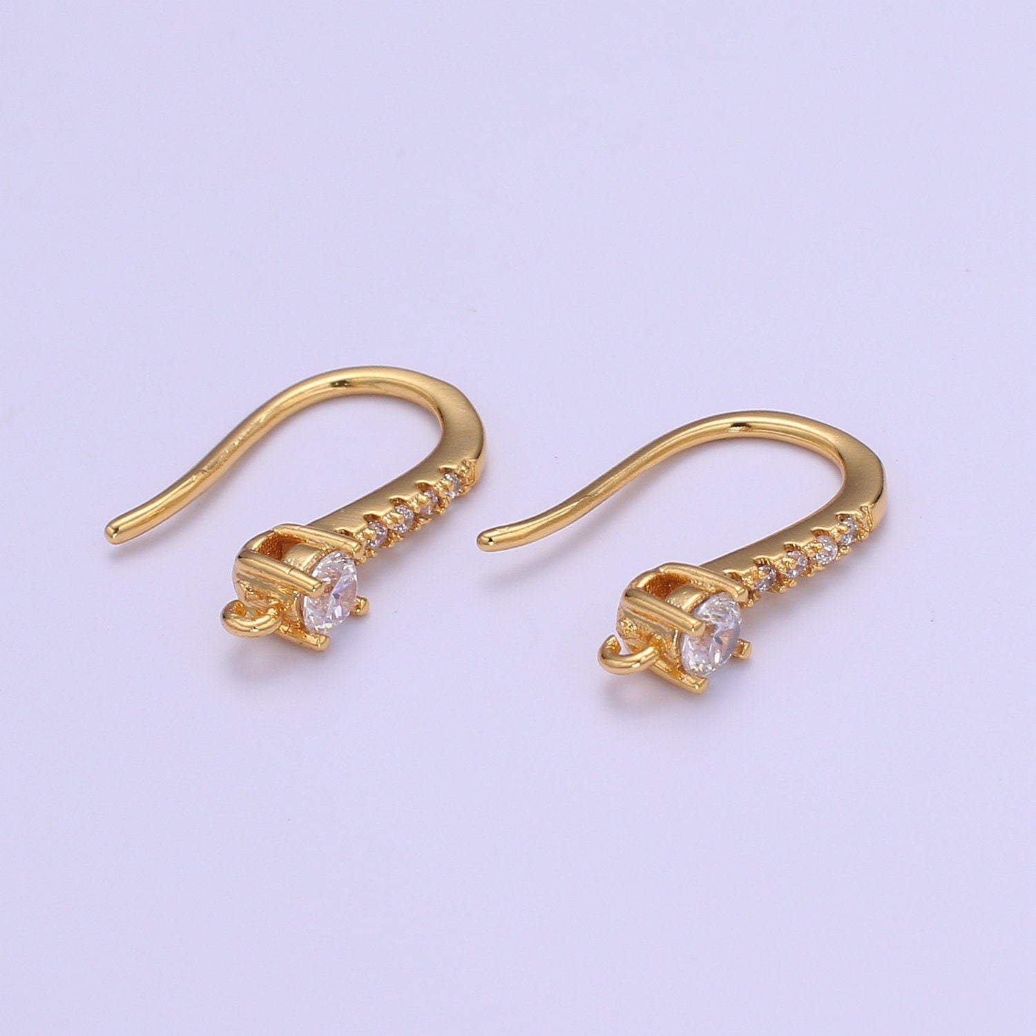 1 pair Gold Fish Hook Earrings Ear Wires French Hooks 15.5x9.5mm size 1 pair Open loop Micro Pave Cz Hook Earring Supply,L-235,L-236 L-237