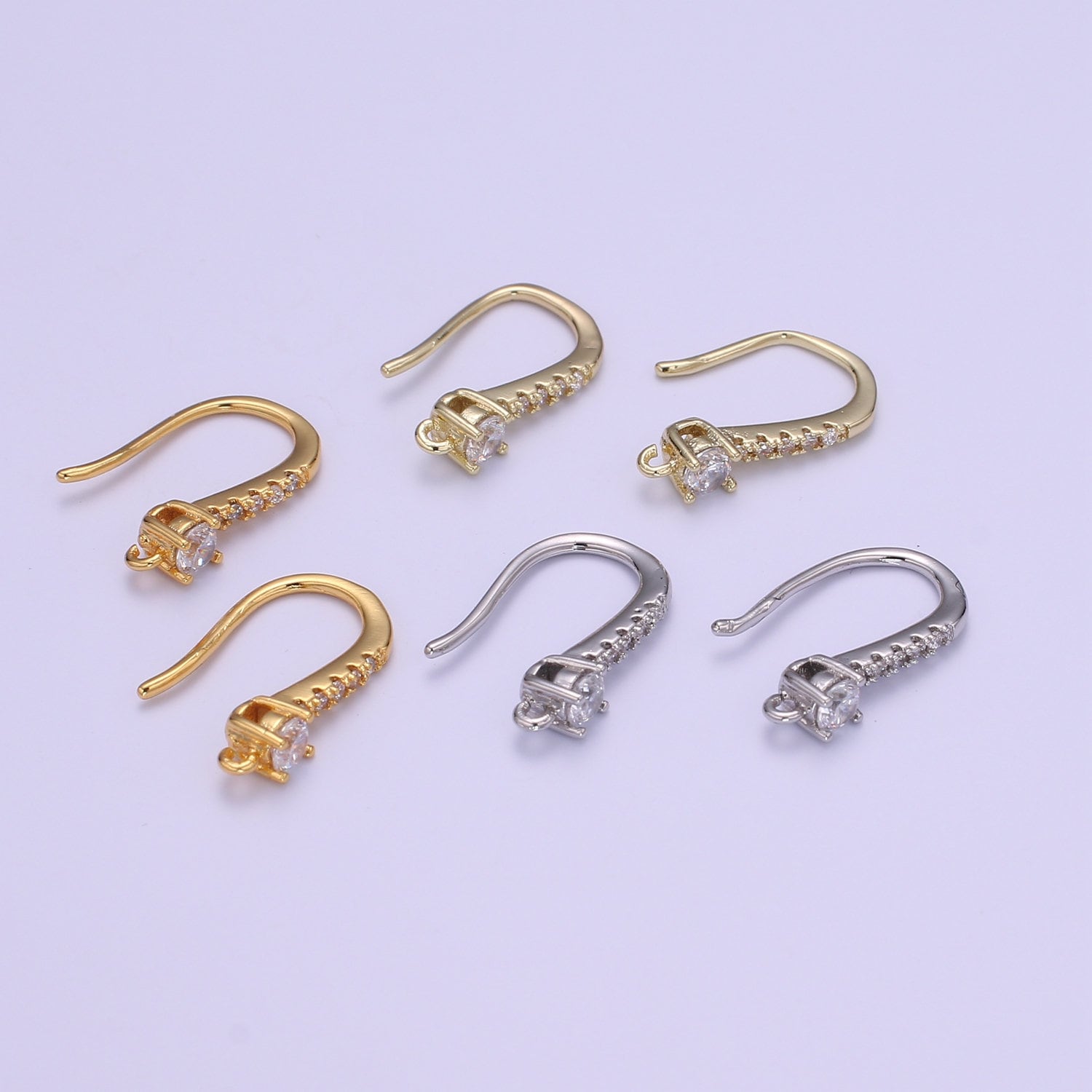 1 pair Gold Fish Hook Earrings Ear Wires French Hooks 15.5x9.5mm size 1 pair Open loop Micro Pave Cz Hook Earring Supply,L-235,L-236 L-237
