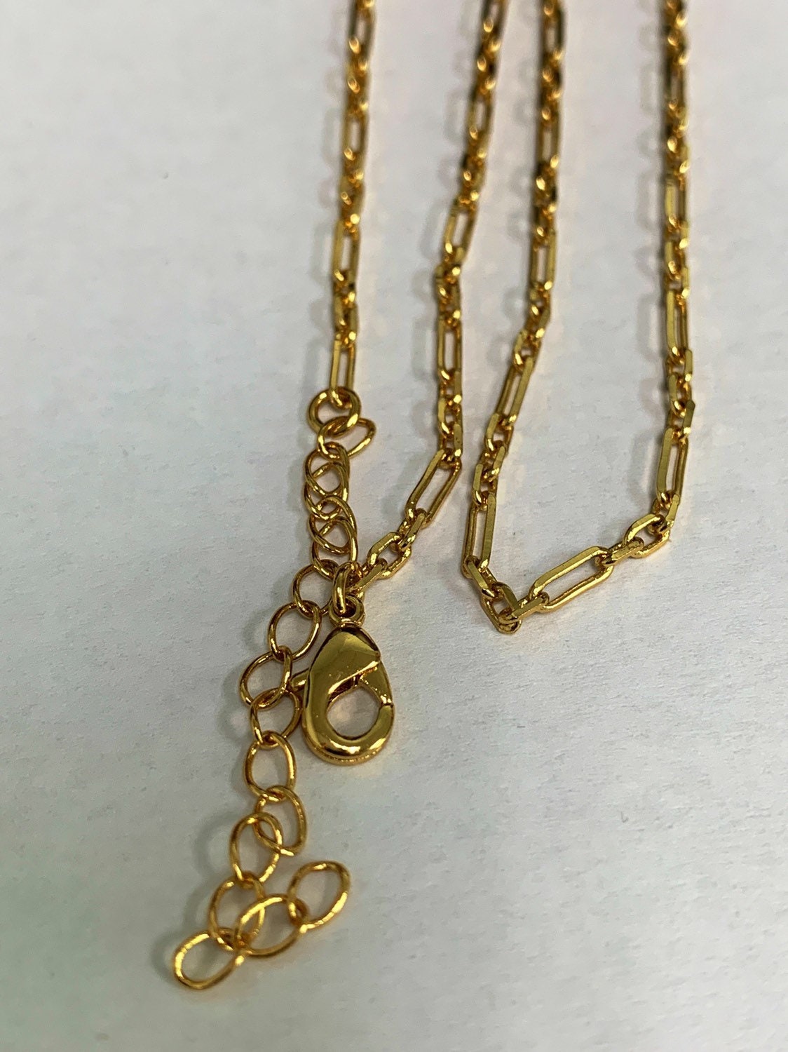 Limited Quantity 1pc 29.5"+2" extender Ready to Use Gold Rolo Chain, paperclip Chain Necklace, For Pendant Charm Necklace, 0008